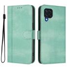 For Samsung Galaxy M32 4G / M22 Line Splicing Buckle Retro Leather Phone Case(Mint Green) - 2