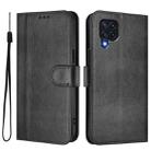 For Samsung Galaxy M32 4G / M22 Line Splicing Buckle Retro Leather Phone Case(Black) - 2