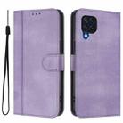 For Samsung Galaxy M32 4G / M22 Line Splicing Buckle Retro Leather Phone Case(Purple) - 2