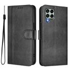 For Samsung Galaxy M33 5G Global Line Splicing Buckle Retro Leather Phone Case(Black) - 2