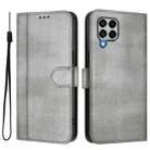 For Samsung Galaxy M33 5G Global Line Splicing Buckle Retro Leather Phone Case(Grey) - 2