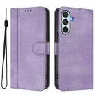 For Samsung Galaxy M34 5G / F34 5G Line Splicing Buckle Retro Leather Phone Case(Purple) - 2
