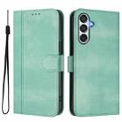 For Samsung Galaxy M52 Line Splicing Buckle Retro Leather Phone Case(Mint Green) - 2