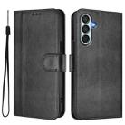 For Samsung Galaxy M52 Line Splicing Buckle Retro Leather Phone Case(Black) - 2