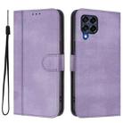 For Samsung Galaxy M53 5G Line Splicing Buckle Retro Leather Phone Case(Purple) - 2