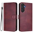For Samsung Galaxy M54 5G / F54 5G Line Splicing Buckle Retro Leather Phone Case(Wine Red) - 2