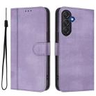 For Samsung Galaxy M55 5G / C55 5G Line Splicing Buckle Retro Leather Phone Case(Purple) - 2
