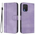 For Samsung Galaxy M62 / F64 4G Line Splicing Buckle Retro Leather Phone Case(Purple) - 2