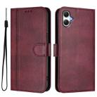 For Samsung Galaxy A06 4G / 5G Line Splicing Buckle Retro Leather Phone Case(Wine Red) - 2