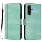 For Samsung Galaxy A56 5G Line Splicing Buckle Retro Leather Phone Case(Mint Green) - 2