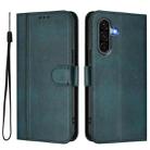 For Samsung Galaxy A56 5G Line Splicing Buckle Retro Leather Phone Case(Dark Green) - 2