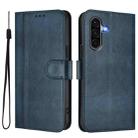 For Samsung Galaxy A56 5G Line Splicing Buckle Retro Leather Phone Case(Dark Blue) - 2