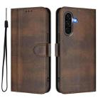 For Samsung Galaxy A56 5G Line Splicing Buckle Retro Leather Phone Case(Brown) - 2