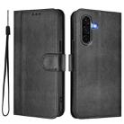 For Samsung Galaxy A36 5G Line Splicing Buckle Retro Leather Phone Case(Black) - 2