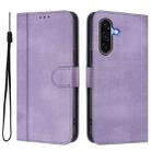 For Samsung Galaxy A36 5G Line Splicing Buckle Retro Leather Phone Case(Purple) - 2