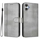 For Samsung Galaxy A05 / M05 / F05 4G Line Splicing Buckle Retro Leather Phone Case(Grey) - 2