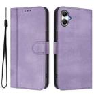 For Samsung Galaxy A05 / M05 / F05 4G Line Splicing Buckle Retro Leather Phone Case(Purple) - 2