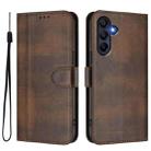 For Samsung Galaxy A16 4G / 5G Line Splicing Buckle Retro Leather Phone Case(Brown) - 2