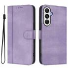 For Samsung Galaxy A05s Global / F14 4G Line Splicing Buckle Retro Leather Phone Case(Purple) - 2
