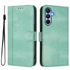 For Samsung Galaxy A15 4G / 5G Line Splicing Buckle Retro Leather Phone Case(Mint Green) - 2