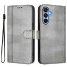 For Samsung Galaxy A15 4G / 5G Line Splicing Buckle Retro Leather Phone Case(Grey) - 2