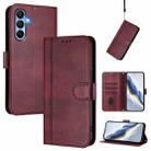 For Samsung Galaxy A15 4G / 5G Line Splicing Buckle Retro Leather Phone Case(Wine Red) - 1