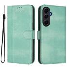 For Samsung Galaxy A55 5G Global Line Splicing Buckle Retro Leather Phone Case(Mint Green) - 2