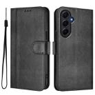 For Samsung Galaxy A55 5G Global Line Splicing Buckle Retro Leather Phone Case(Black) - 2