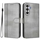 For Samsung Galaxy A25 5G Global Line Splicing Buckle Retro Leather Phone Case(Grey) - 2