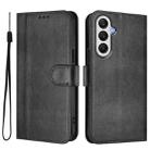 For Samsung Galaxy A24 4G Global Line Splicing Buckle Retro Leather Phone Case(Black) - 2
