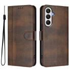 For Samsung Galaxy A24 4G Global Line Splicing Buckle Retro Leather Phone Case(Brown) - 2