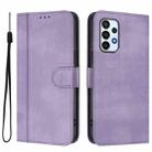 For Samsung Galaxy A23 4G / 5G Line Splicing Buckle Retro Leather Phone Case(Purple) - 2