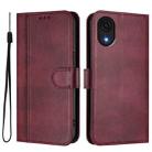 For Samsung Galaxy A04 Core / A03 Core 4G Line Splicing Buckle Retro Leather Phone Case(Wine Red) - 2