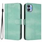 For Samsung Galaxy A04e 4G / F04 / M04 4G Line Splicing Buckle Retro Leather Phone Case(Mint Green) - 2