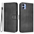 For Samsung Galaxy A04e 4G / F04 / M04 4G Line Splicing Buckle Retro Leather Phone Case(Black) - 2