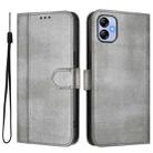 For Samsung Galaxy A04e 4G / F04 / M04 4G Line Splicing Buckle Retro Leather Phone Case(Grey) - 2