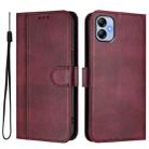 For Samsung Galaxy A04e 4G / F04 / M04 4G Line Splicing Buckle Retro Leather Phone Case(Wine Red) - 2