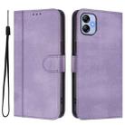 For Samsung Galaxy A04e 4G / F04 / M04 4G Line Splicing Buckle Retro Leather Phone Case(Purple) - 2