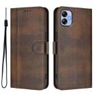 For Samsung Galaxy A04e 4G / F04 / M04 4G Line Splicing Buckle Retro Leather Phone Case(Brown) - 2