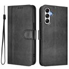 For Samsung Galaxy A14 4G / 5G Line Splicing Buckle Retro Leather Phone Case(Black) - 2