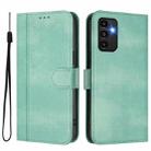 For Samsung Galaxy A13 / A04s / A04 4G Line Splicing Buckle Retro Leather Phone Case(Mint Green) - 2