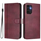 For Samsung Galaxy A13 / A04s / A04 4G Line Splicing Buckle Retro Leather Phone Case(Wine Red) - 2