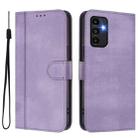 For Samsung Galaxy A13 / A04s / A04 4G Line Splicing Buckle Retro Leather Phone Case(Purple) - 2