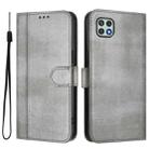 For Samsung Galaxy A22 5G / F42 5G Line Splicing Buckle Retro Leather Phone Case(Grey) - 2
