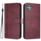 For Samsung Galaxy A22 5G / F42 5G Line Splicing Buckle Retro Leather Phone Case(Wine Red) - 2