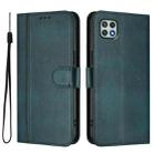For Samsung Galaxy A22 5G / F42 5G Line Splicing Buckle Retro Leather Phone Case(Dark Green) - 2
