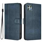 For Samsung Galaxy A22 5G / F42 5G Line Splicing Buckle Retro Leather Phone Case(Dark Blue) - 2