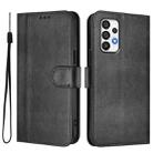 For Samsung Galaxy A73 5G Line Splicing Buckle Retro Leather Phone Case(Black) - 2