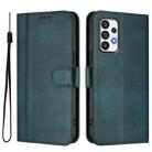 For Samsung Galaxy A73 5G Line Splicing Buckle Retro Leather Phone Case(Dark Green) - 2
