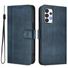 For Samsung Galaxy A73 5G Line Splicing Buckle Retro Leather Phone Case(Dark Blue) - 2